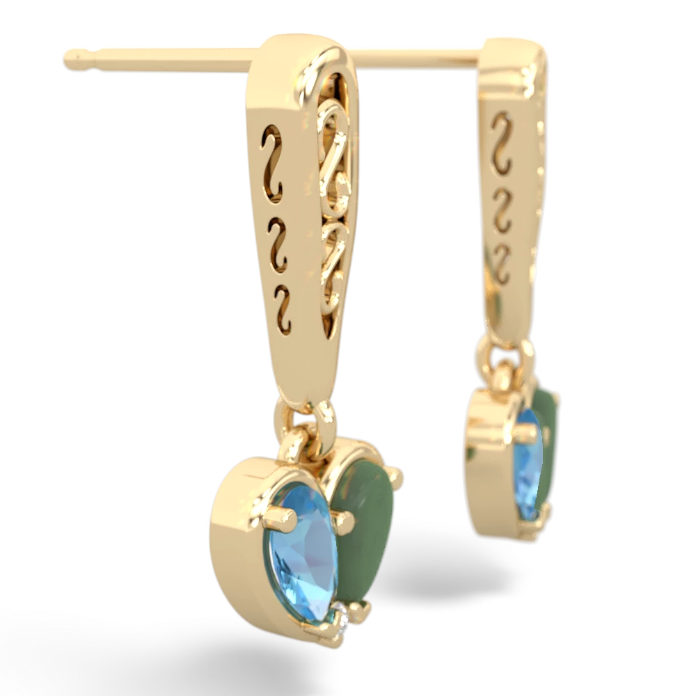 Blue Topaz Filligree Heart 14K Yellow Gold earrings E5070