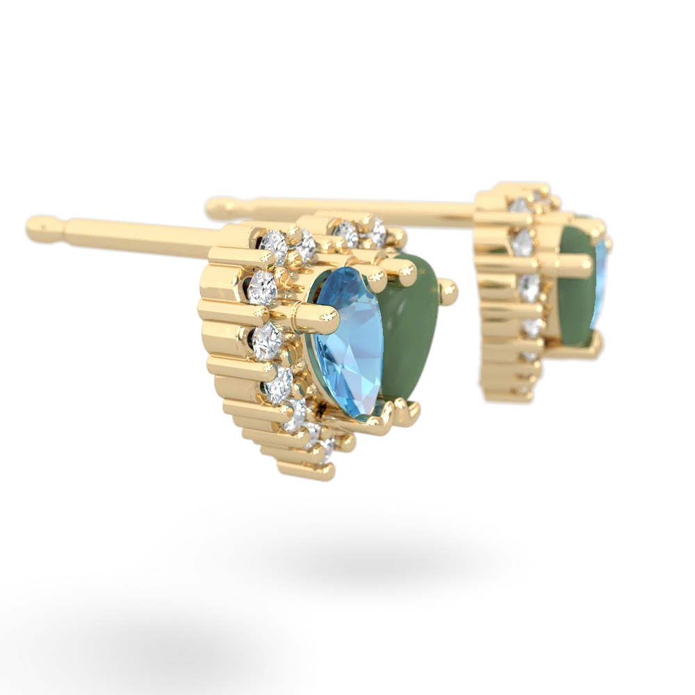 Blue Topaz Halo 14K Yellow Gold earrings E7008