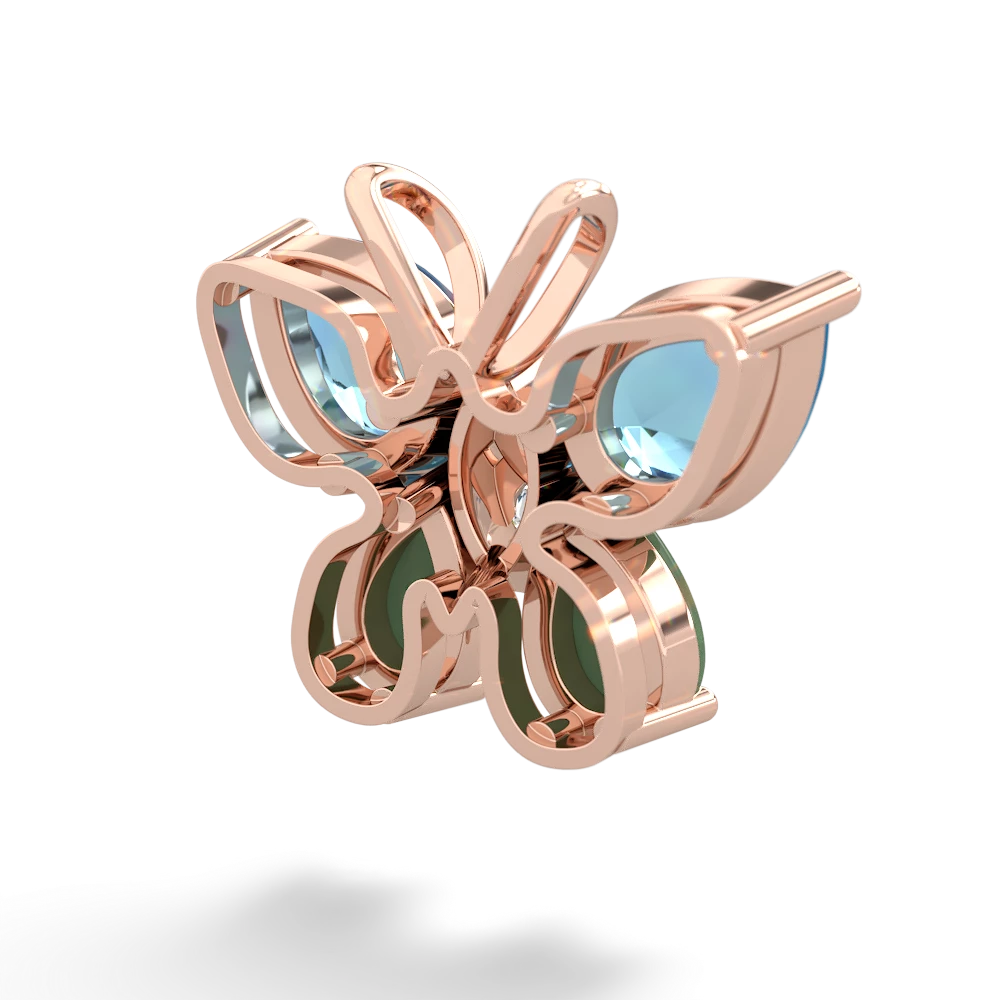 Blue Topaz Butterfly 14K Rose Gold pendant P2215