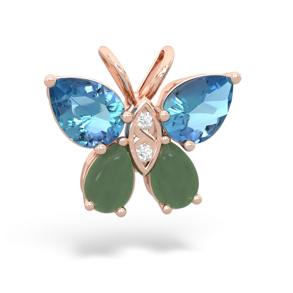 Blue Topaz Butterfly 14K Rose Gold pendant P2215