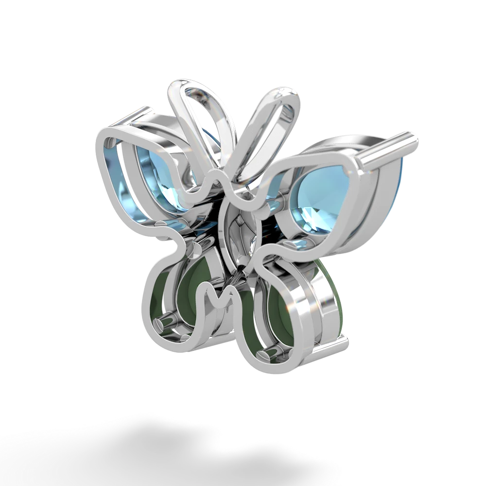 Blue Topaz Butterfly 14K White Gold pendant P2215