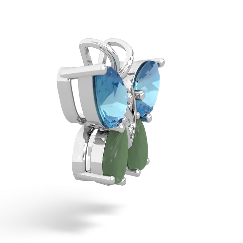 Blue Topaz Butterfly 14K White Gold pendant P2215