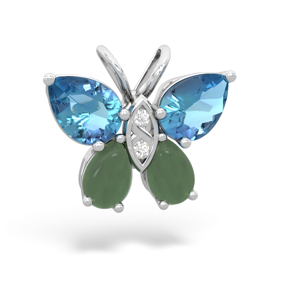 Blue Topaz Butterfly 14K White Gold pendant P2215