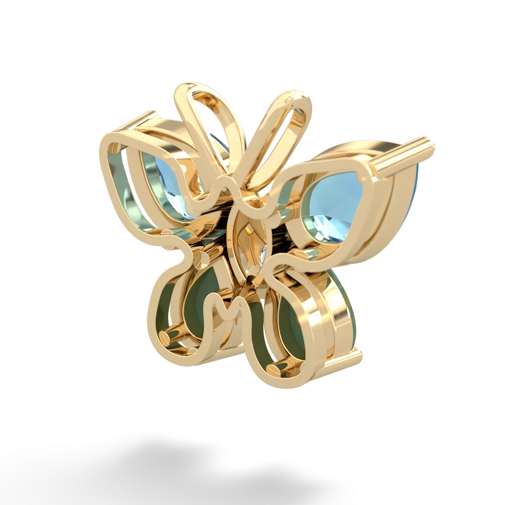 Blue Topaz Butterfly 14K Yellow Gold pendant P2215