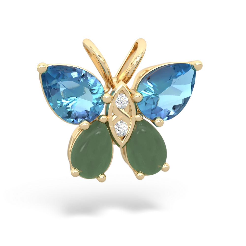 Blue Topaz Butterfly 14K Yellow Gold pendant P2215