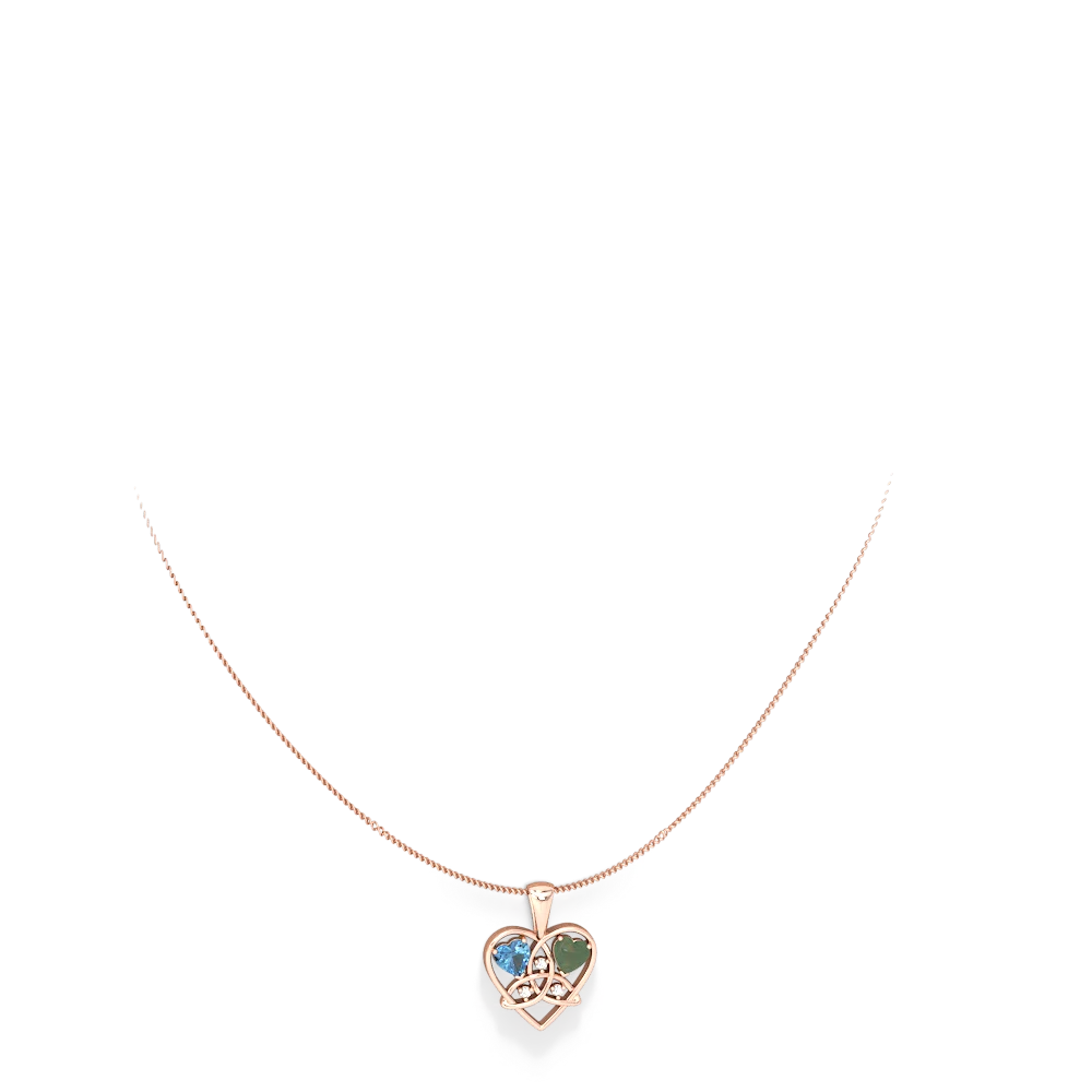 Blue Topaz Celtic Trinity Heart 14K Rose Gold pendant P5331