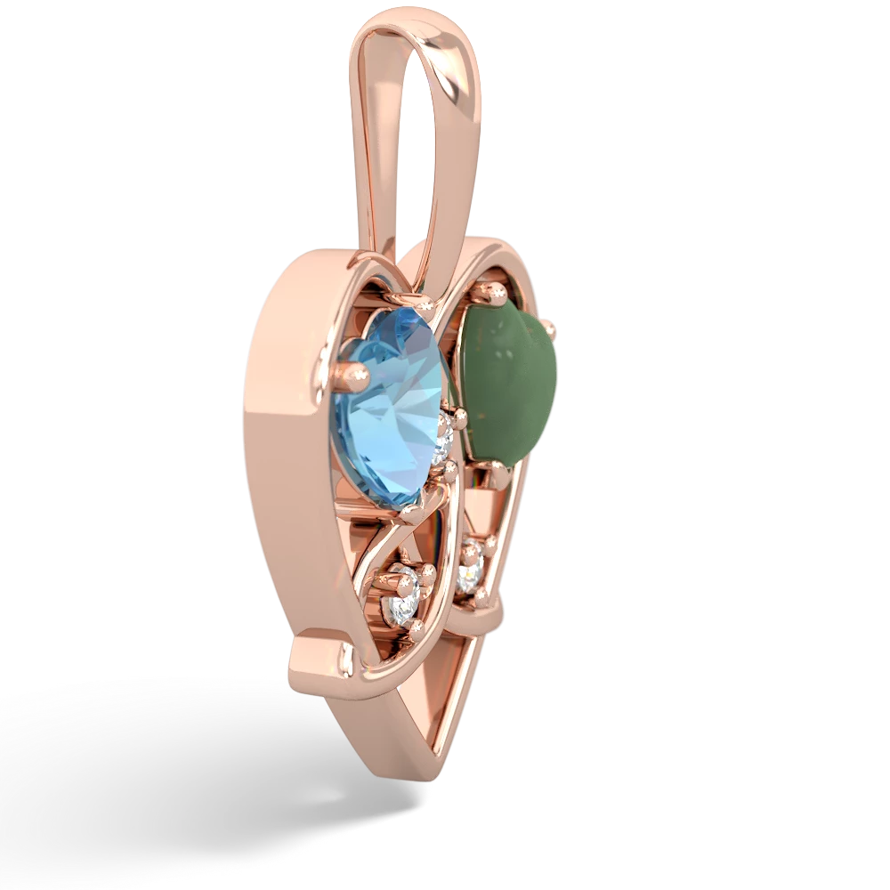 Blue Topaz Celtic Trinity Heart 14K Rose Gold pendant P5331