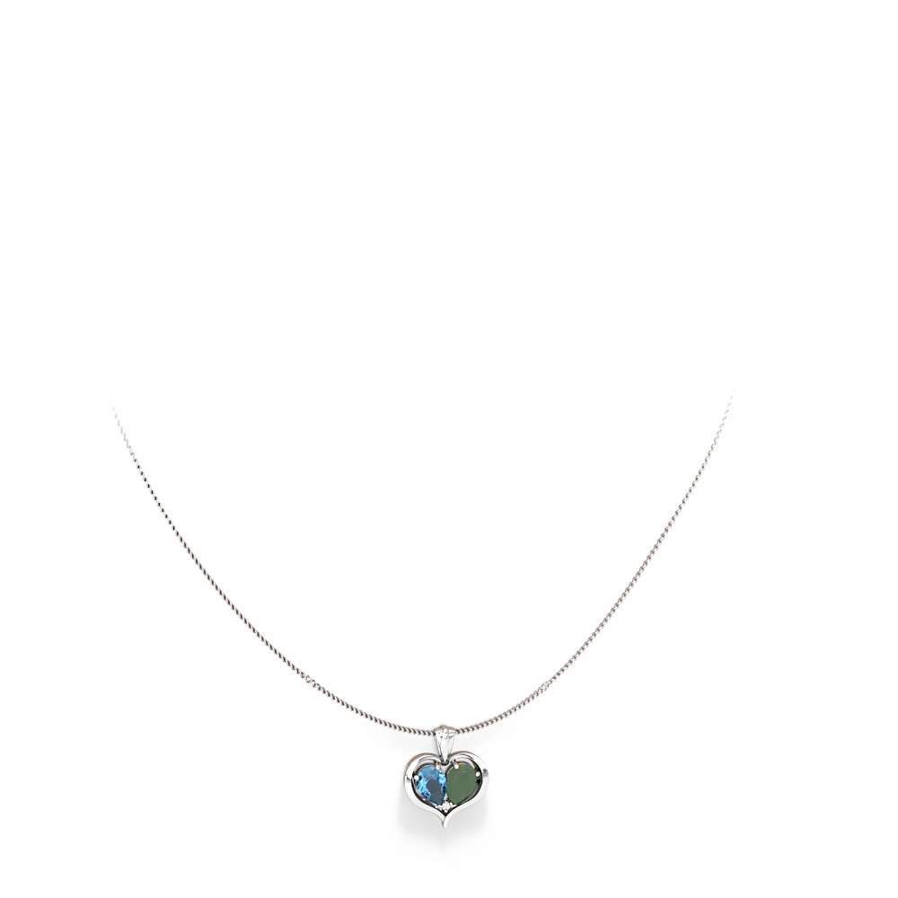 Blue Topaz Two Become One 14K White Gold pendant P5330