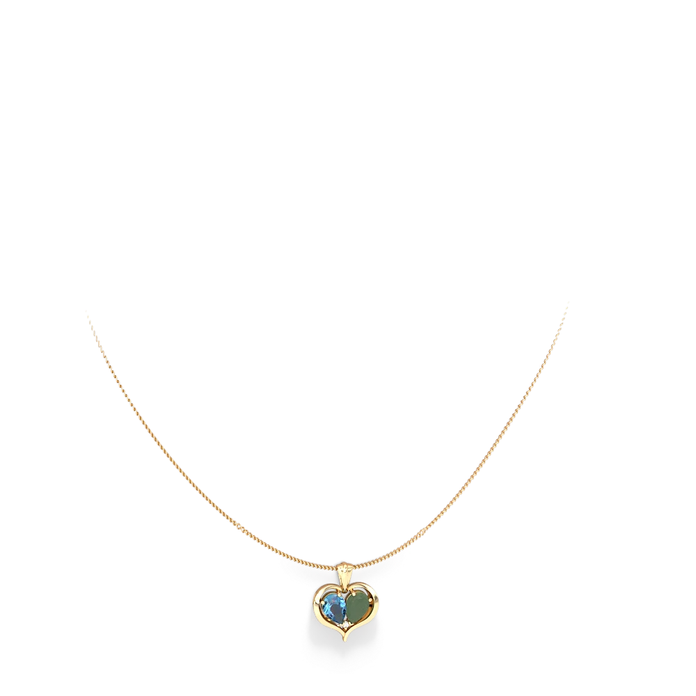 Blue Topaz Two Become One 14K Yellow Gold pendant P5330