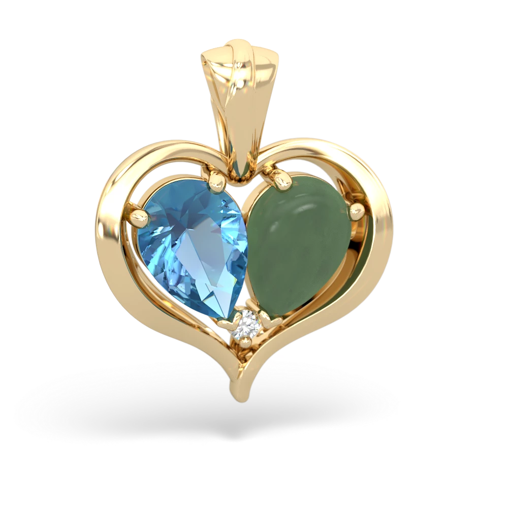 Blue Topaz Two Become One 14K Yellow Gold pendant P5330