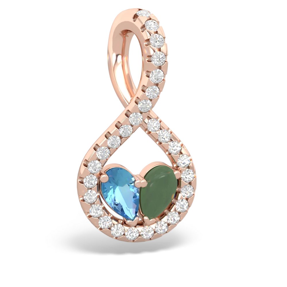 Blue Topaz Pave Twist 'One Heart' 14K Rose Gold pendant P5360