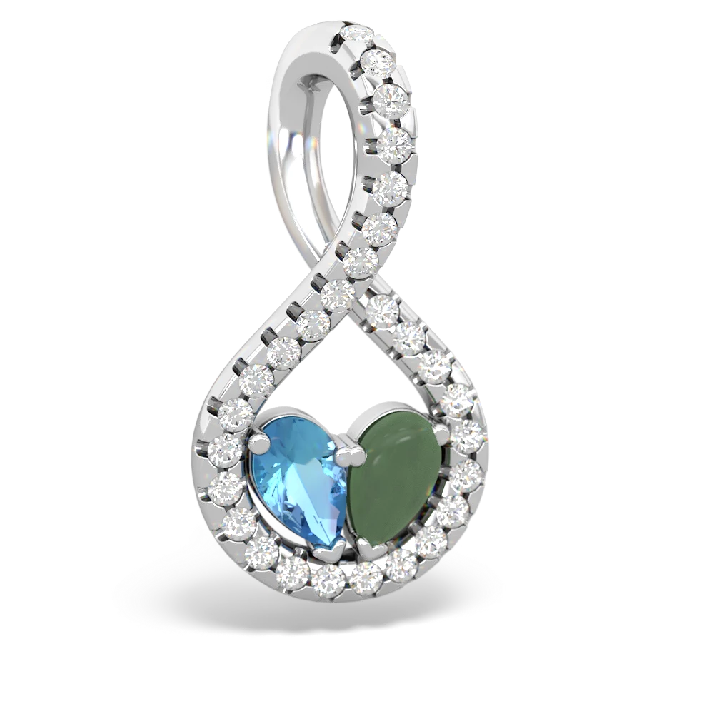 Blue Topaz Pave Twist 'One Heart' 14K White Gold pendant P5360