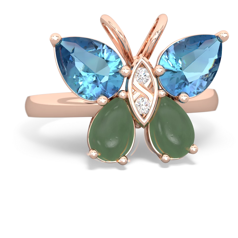 Blue Topaz Butterfly 14K Rose Gold ring R2215