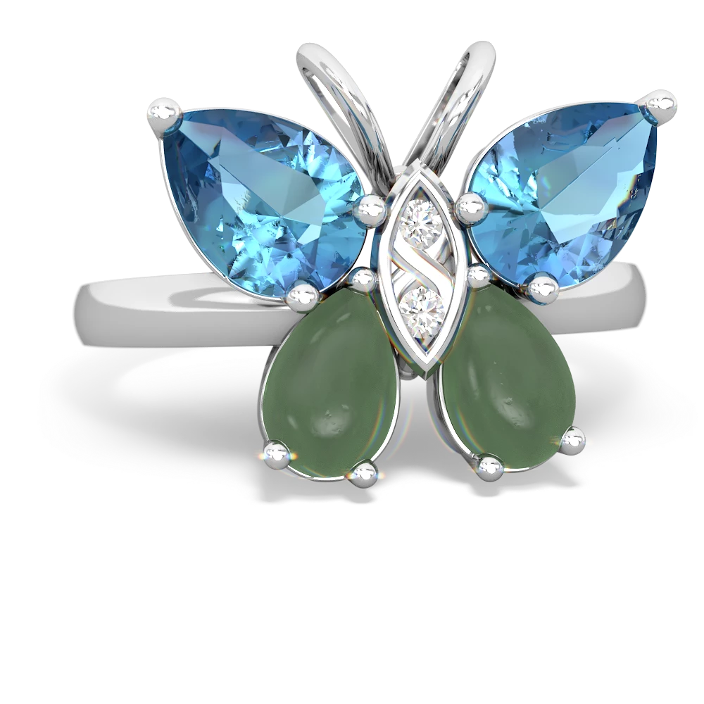 Blue Topaz Butterfly 14K White Gold ring R2215