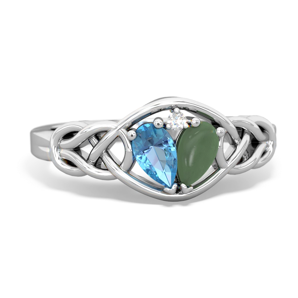 Blue Topaz Celtic Love Knot 14K White Gold ring R5420