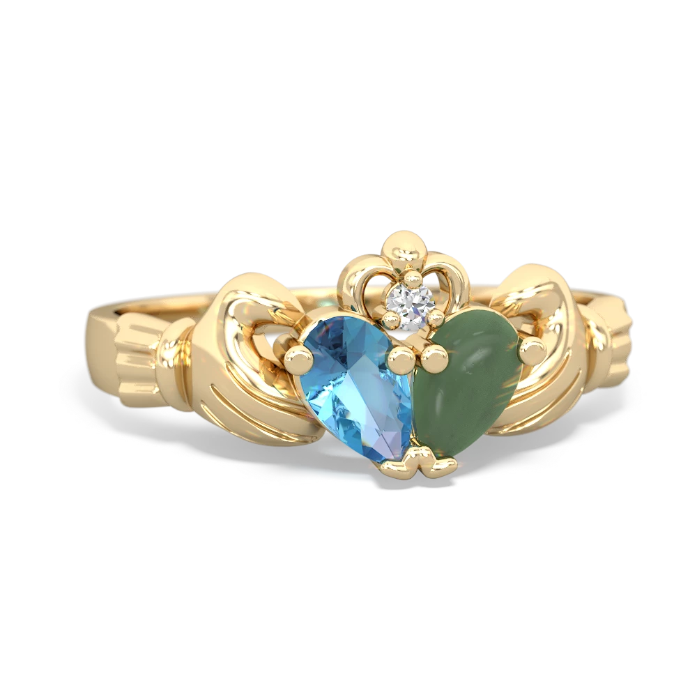 Blue Topaz 'Our Heart' Claddagh 14K Yellow Gold ring R2388