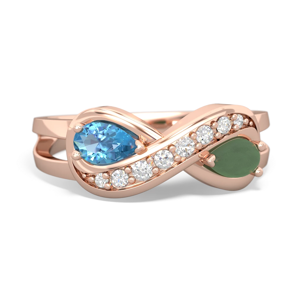 Blue Topaz Diamond Infinity 14K Rose Gold ring R5390