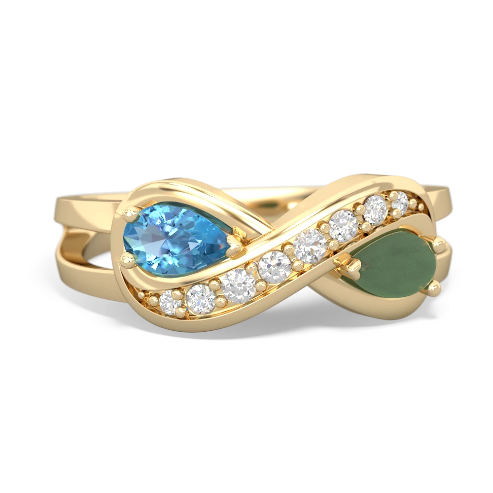 Blue Topaz Diamond Infinity 14K Yellow Gold ring R5390