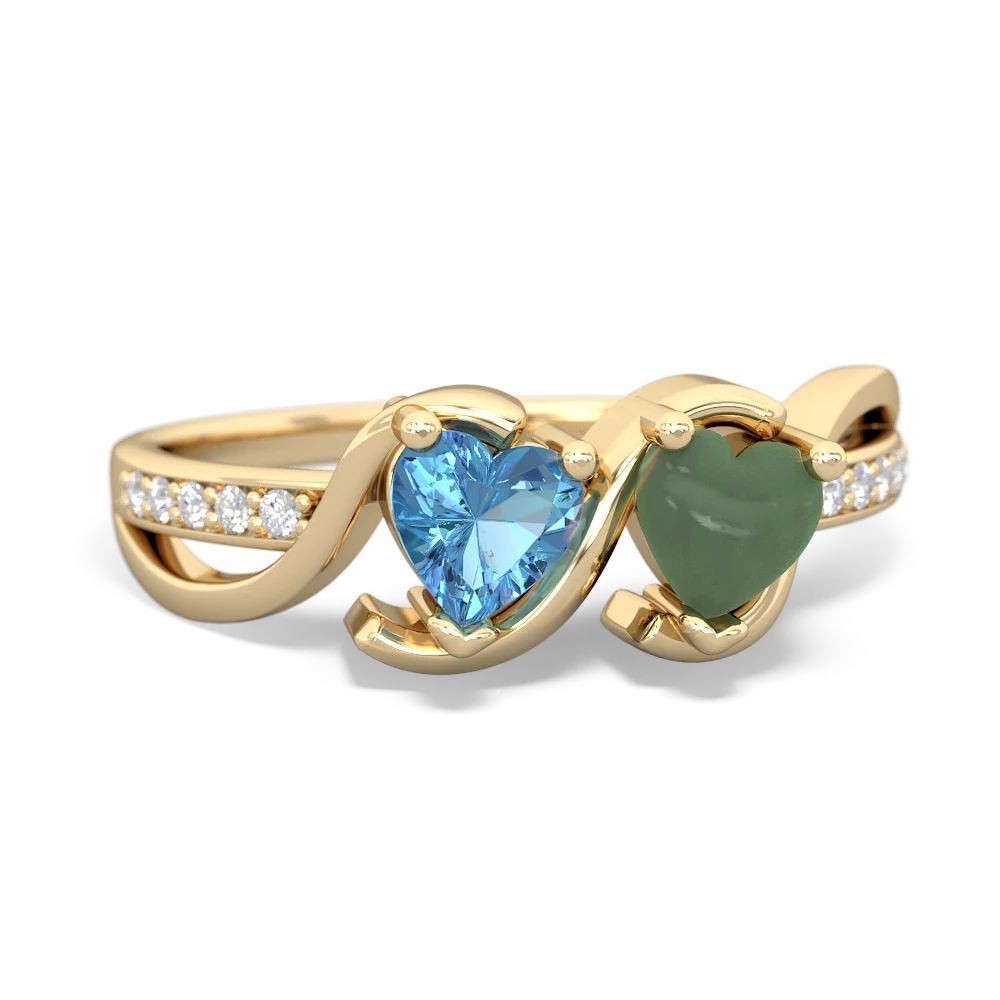 Blue Topaz Side By Side 14K Yellow Gold ring R3090