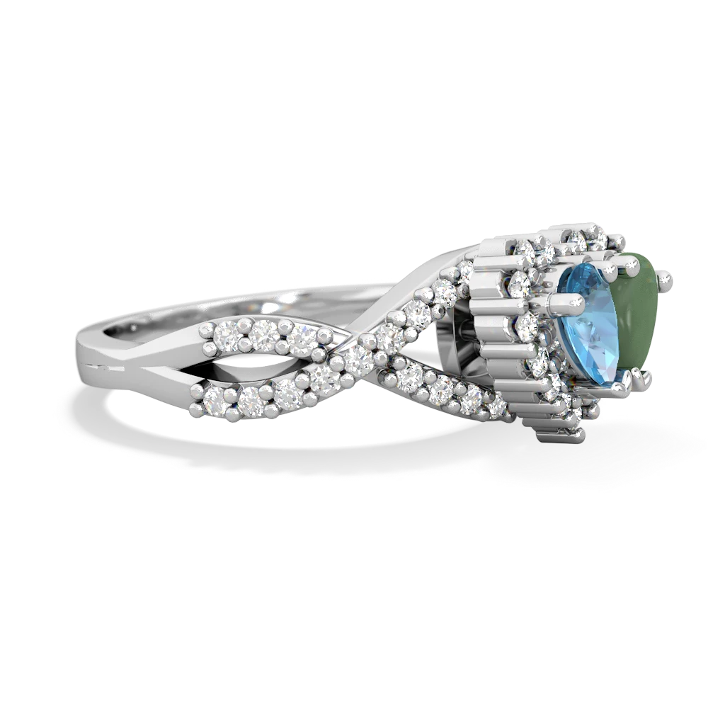 Blue Topaz Diamond Twist 'One Heart' 14K White Gold ring R2640HRT
