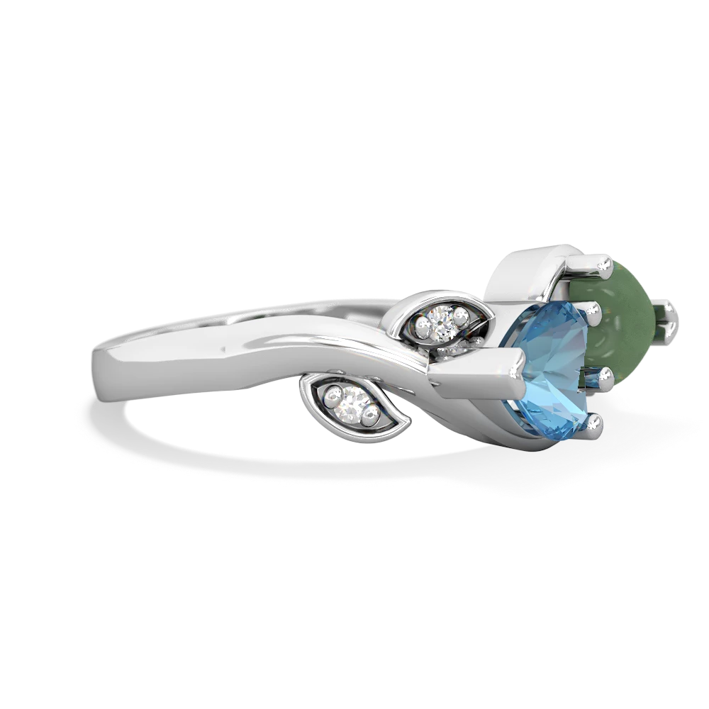 Blue Topaz Floral Elegance 14K White Gold ring R5790