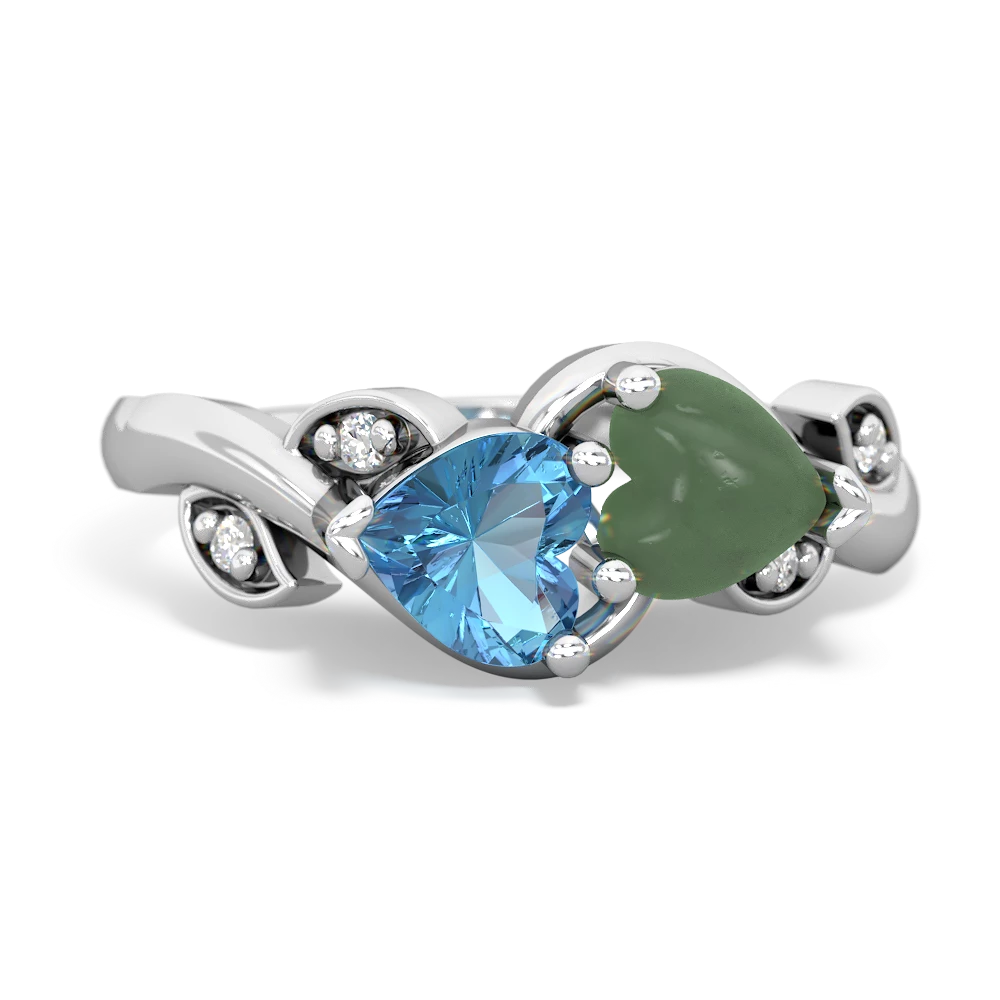 Blue Topaz Floral Elegance 14K White Gold ring R5790