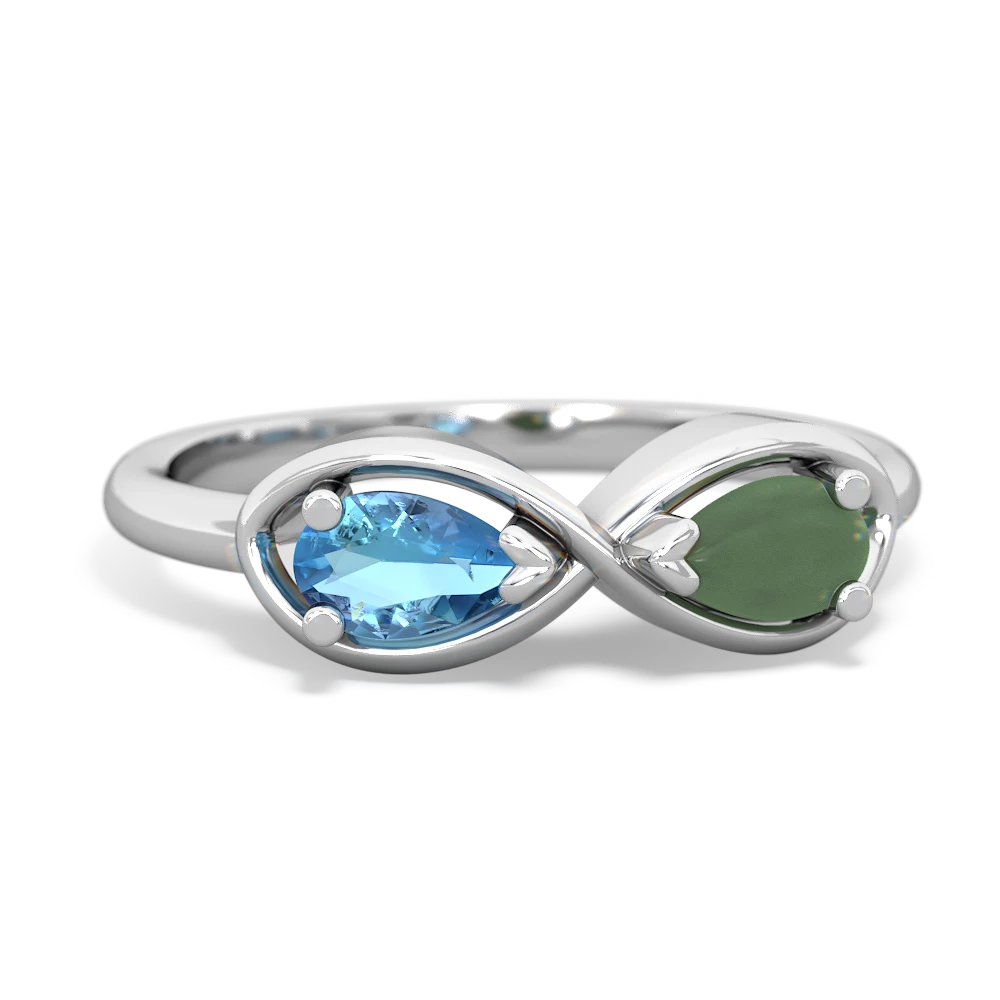 Blue Topaz Infinity 14K White Gold ring R5050