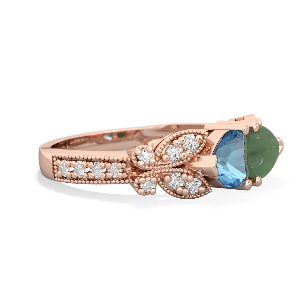 Blue Topaz Diamond Butterflies 14K Rose Gold ring R5601