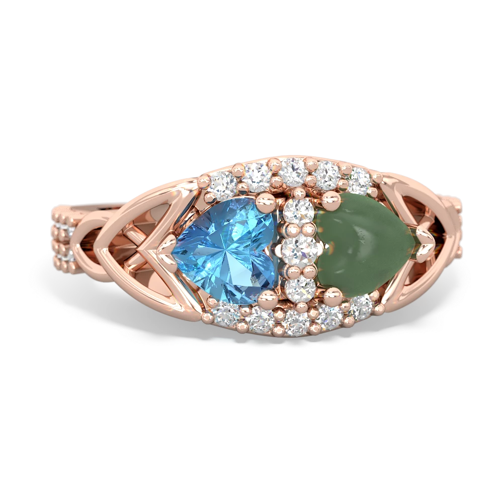 Blue Topaz Sparkling Celtic Knot 14K Rose Gold ring R2645