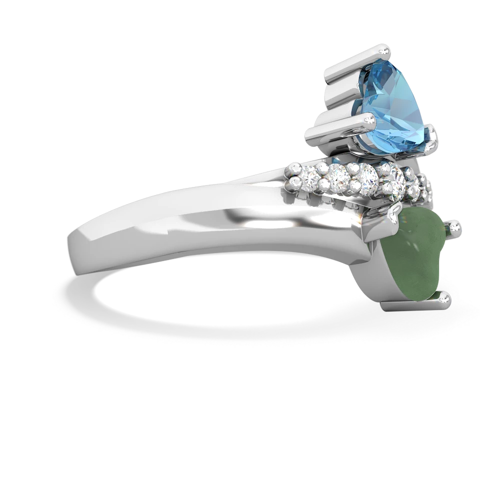 Blue Topaz Heart To Heart 14K White Gold ring R2064