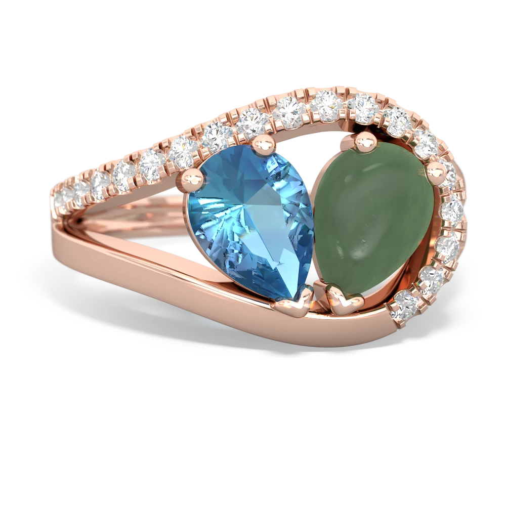 Blue Topaz Nestled Heart Keepsake 14K Rose Gold ring R5650