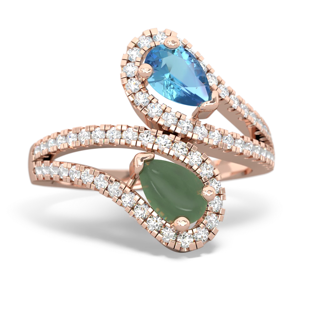 Blue Topaz Diamond Dazzler 14K Rose Gold ring R3000