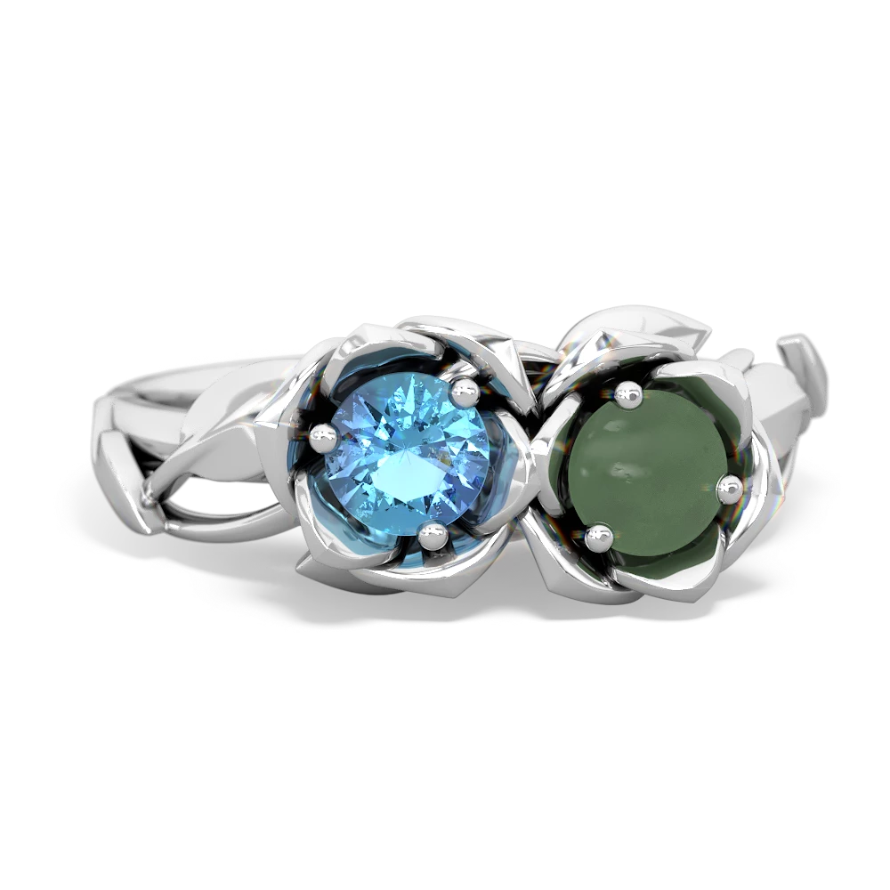 Blue Topaz Rose Garden 14K White Gold ring R5510