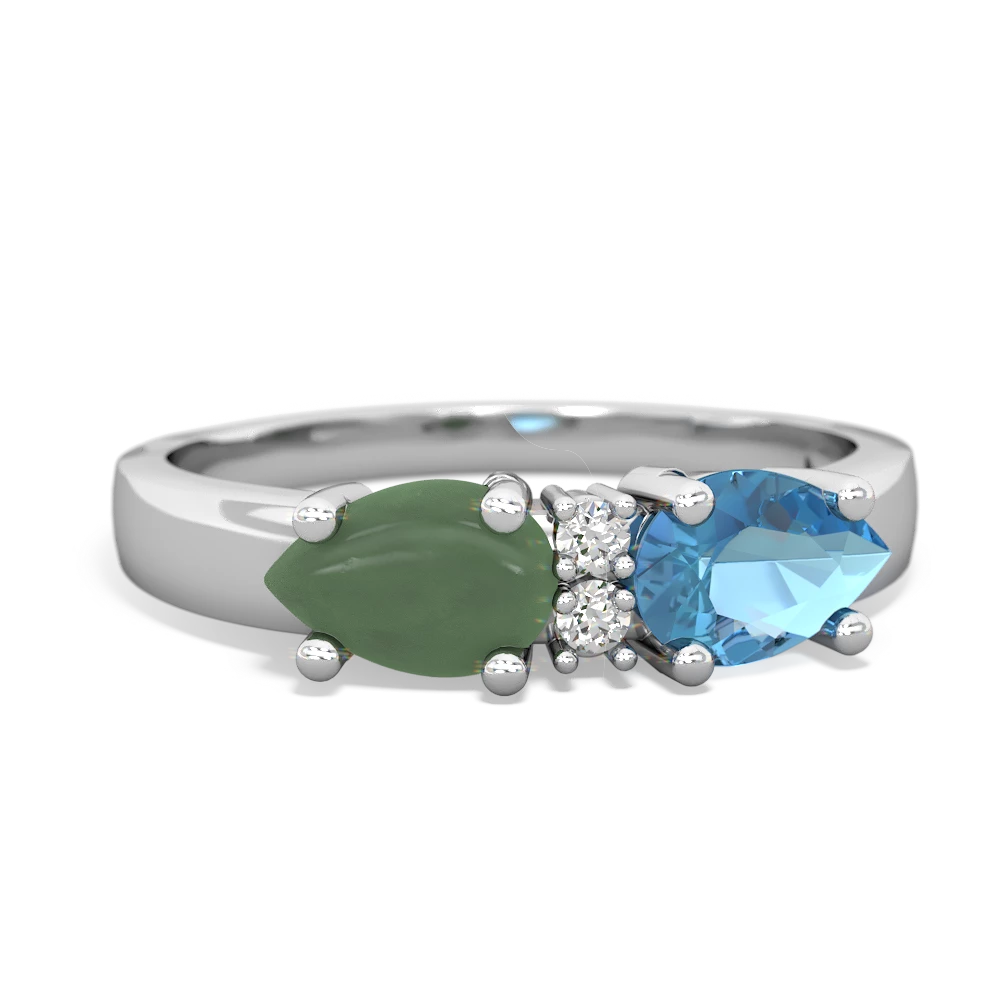 Blue Topaz Pear Bowtie 14K White Gold ring R0865