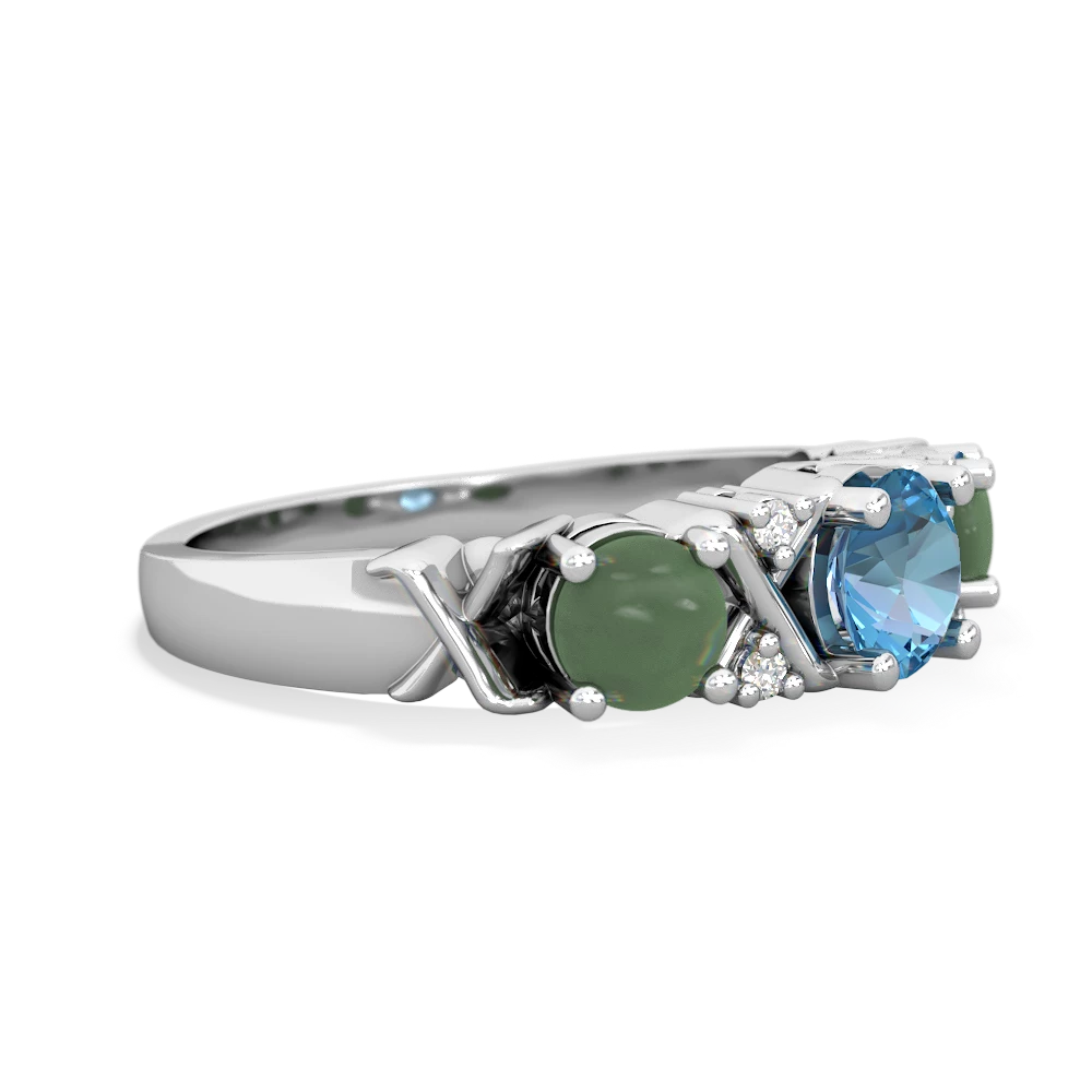 Blue Topaz Hugs And Kisses 14K White Gold ring R5016