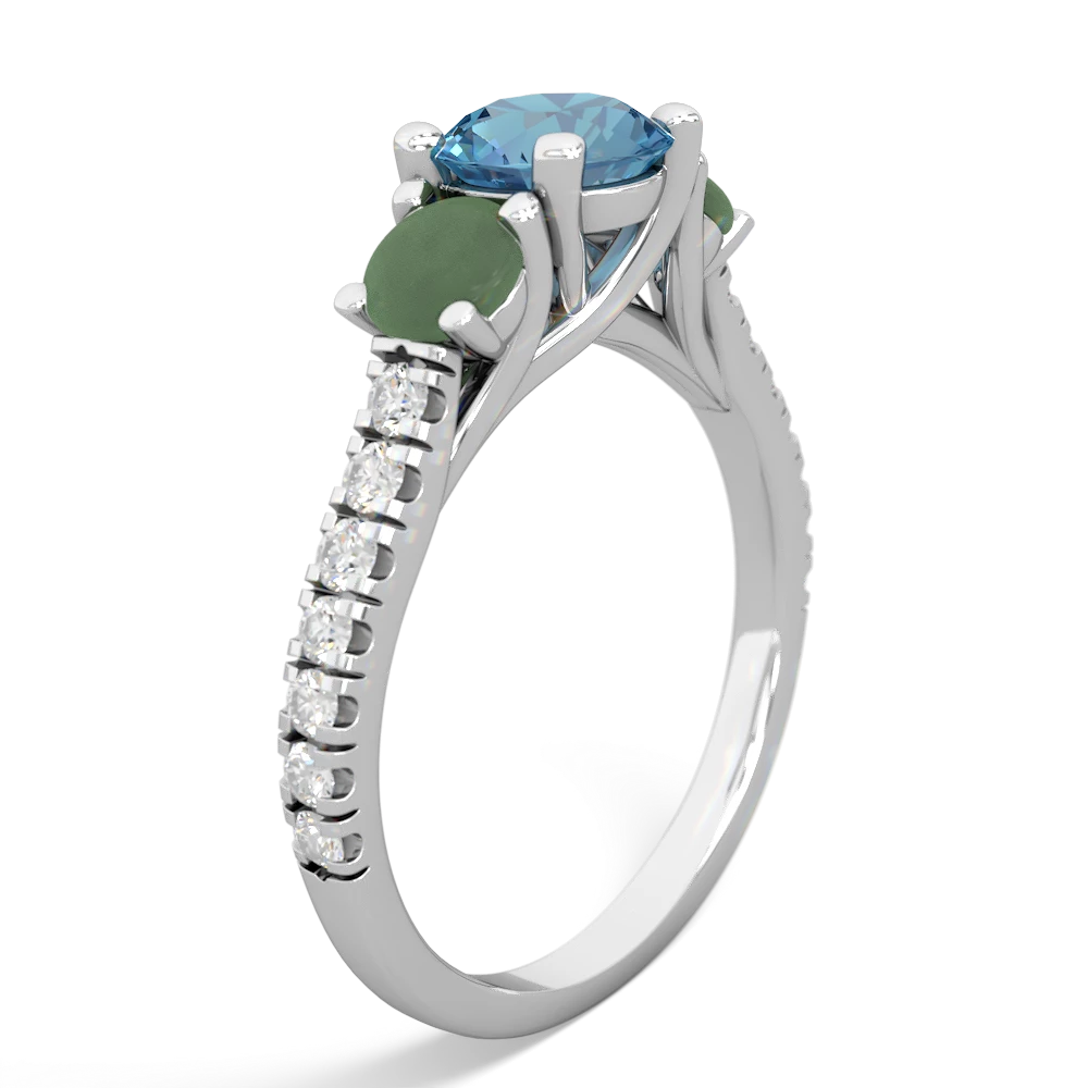 Blue Topaz Pave Trellis 14K White Gold ring R5500