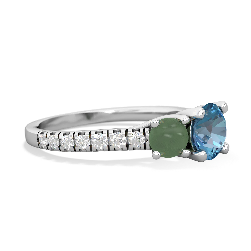 Blue Topaz Pave Trellis 14K White Gold ring R5500