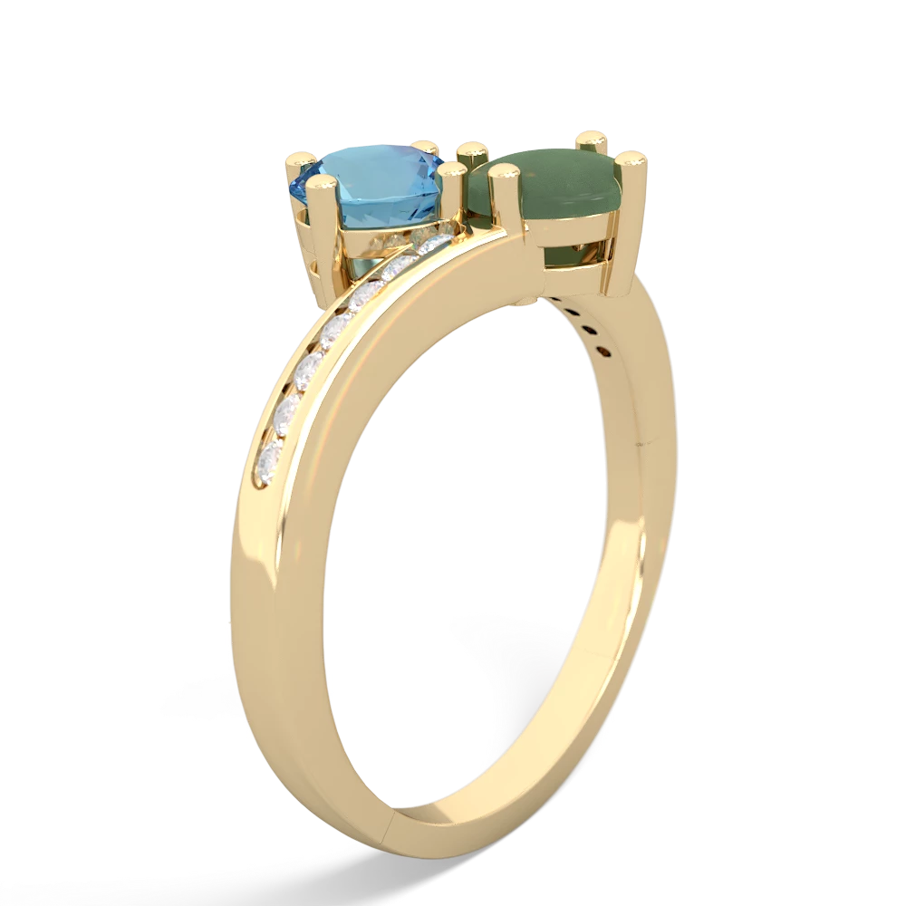 Blue Topaz Channel Set Two Stone 14K Yellow Gold ring R5303