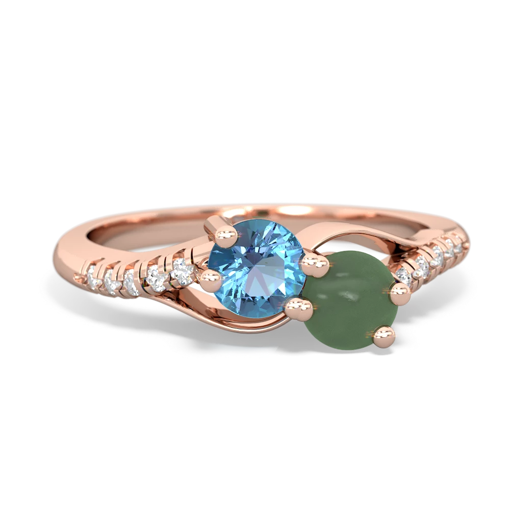 Blue Topaz Infinity Pave Two Stone 14K Rose Gold ring R5285