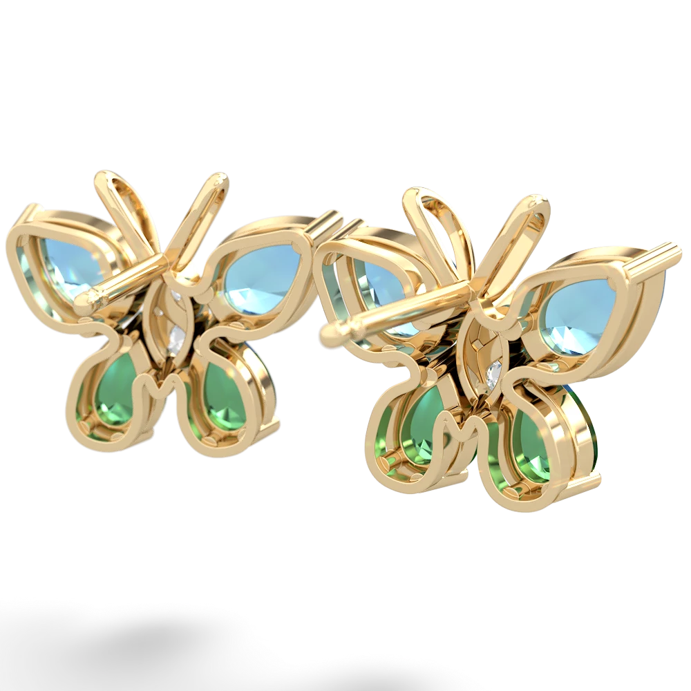 Blue Topaz Butterfly 14K Yellow Gold earrings E2215