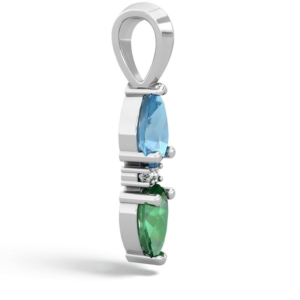 Blue Topaz Bowtie Drop 14K White Gold pendant P0865