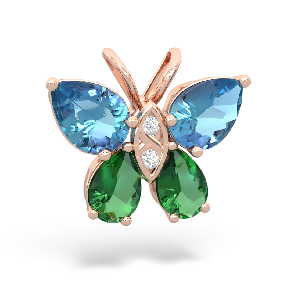 Blue Topaz Butterfly 14K Rose Gold pendant P2215