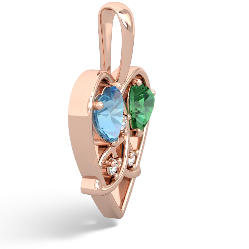 Blue Topaz Celtic Trinity Heart 14K Rose Gold pendant P5331