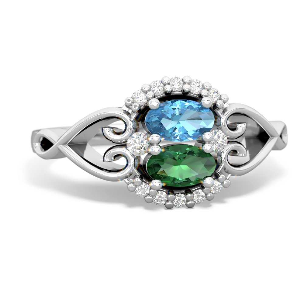 Blue Topaz Love Nest 14K White Gold ring R5860