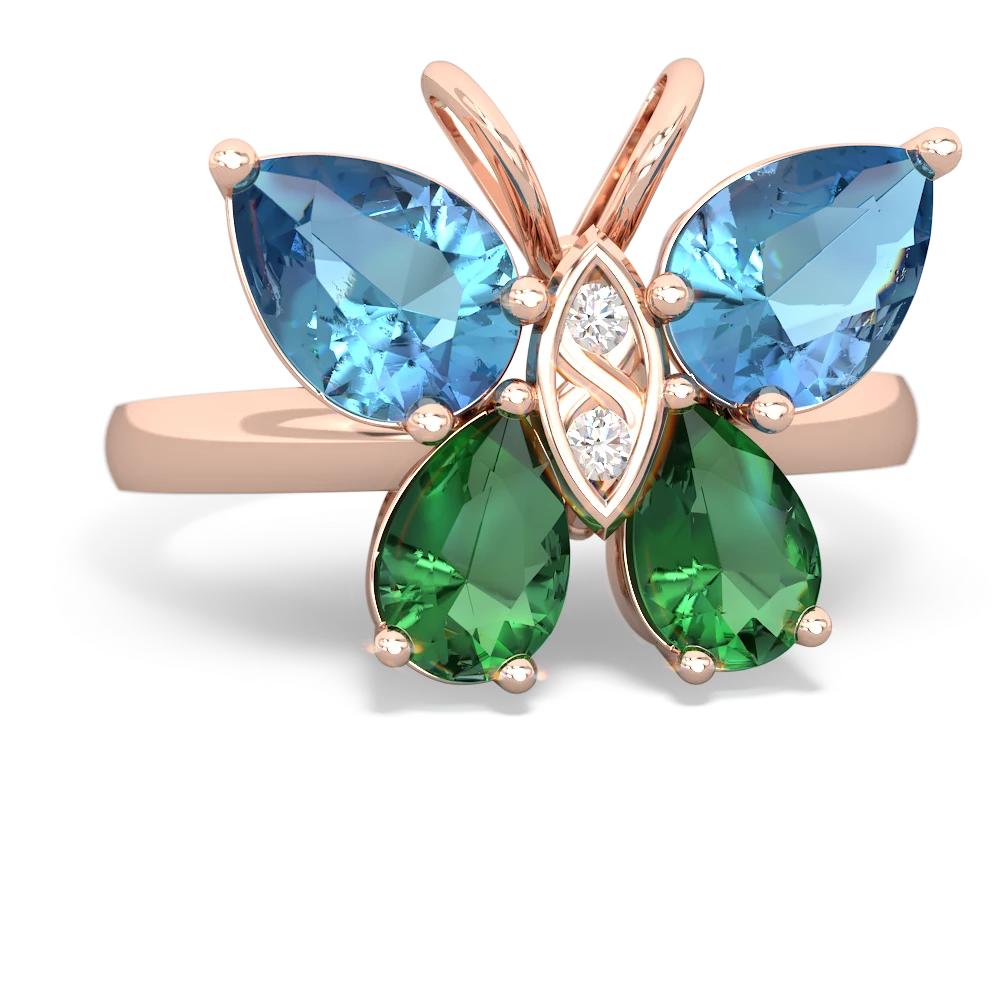 Blue Topaz Butterfly 14K Rose Gold ring R2215