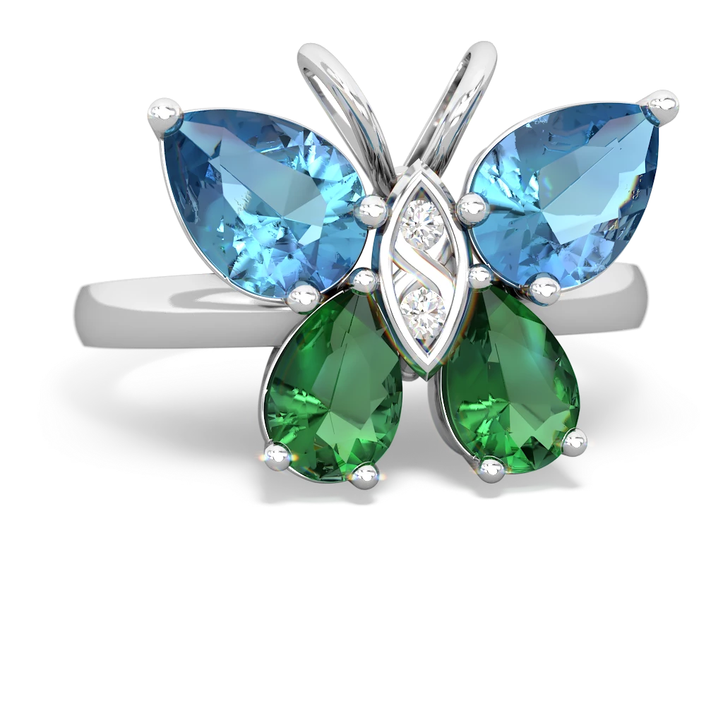 Blue Topaz Butterfly 14K White Gold ring R2215