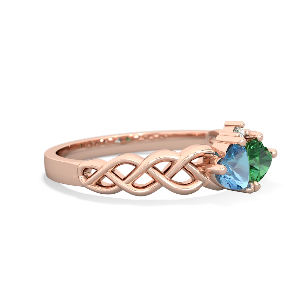 Blue Topaz Heart To Heart Braid 14K Rose Gold ring R5870