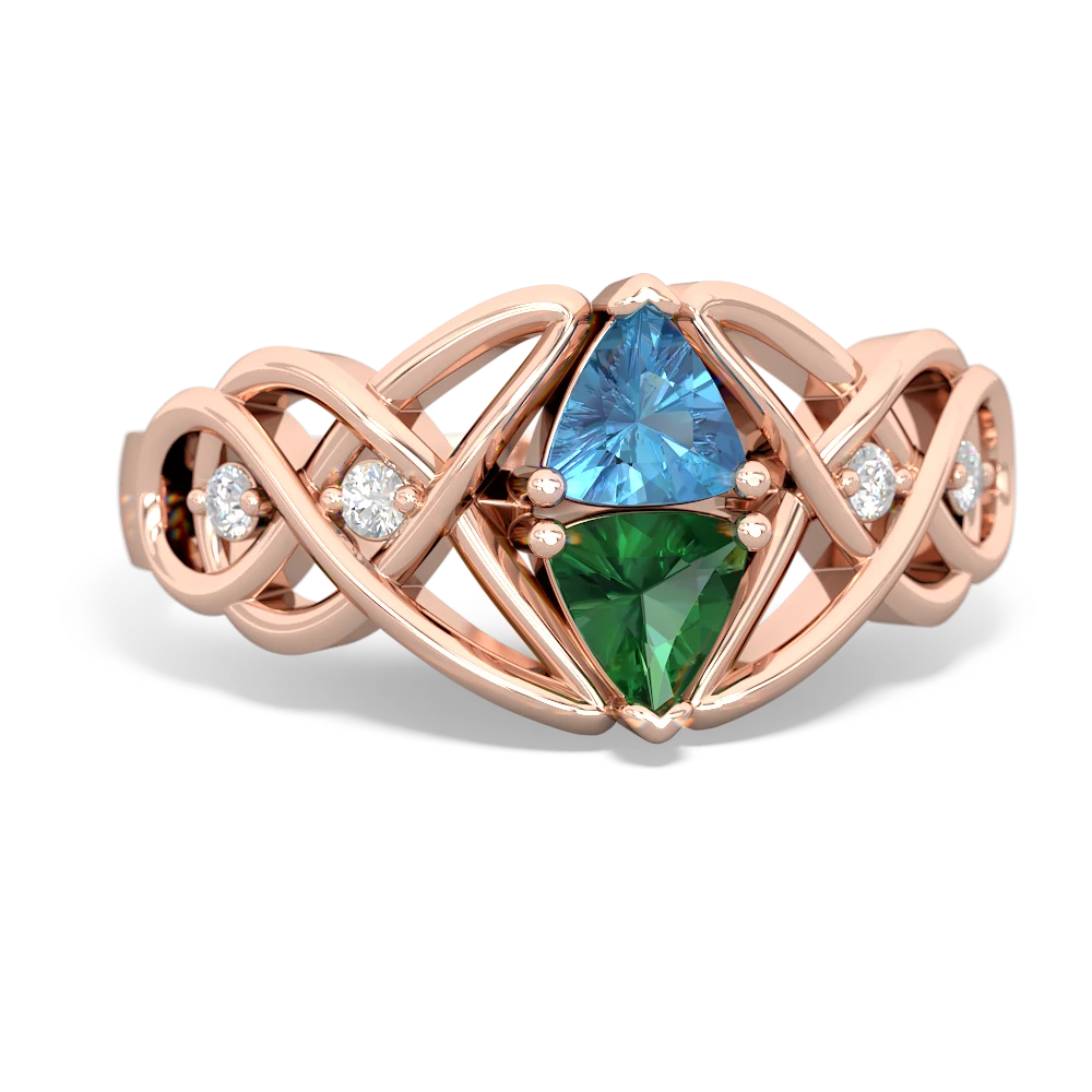 Blue Topaz Keepsake Celtic Knot 14K Rose Gold ring R5300