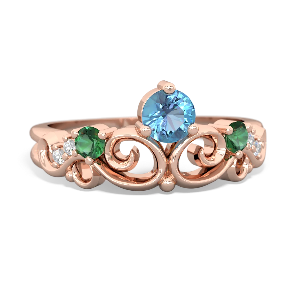 Blue Topaz Crown Keepsake 14K Rose Gold ring R5740