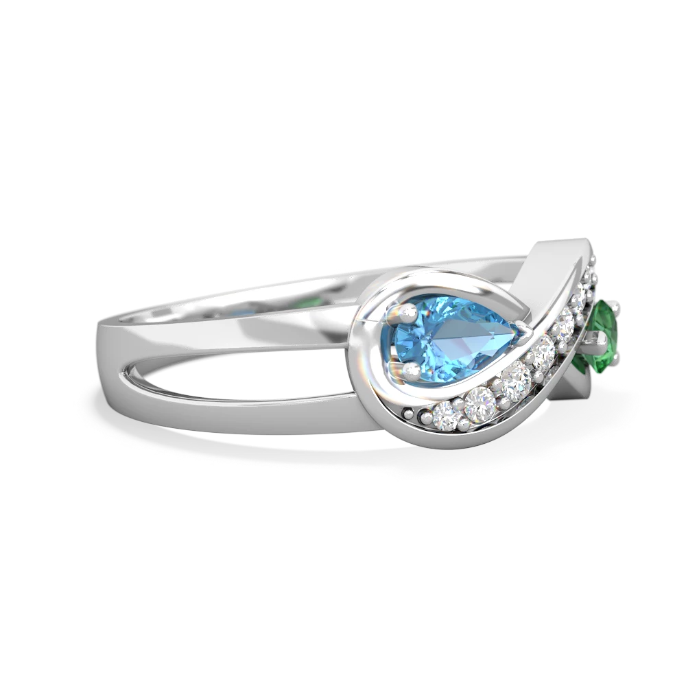 Blue Topaz Diamond Infinity 14K White Gold ring R5390